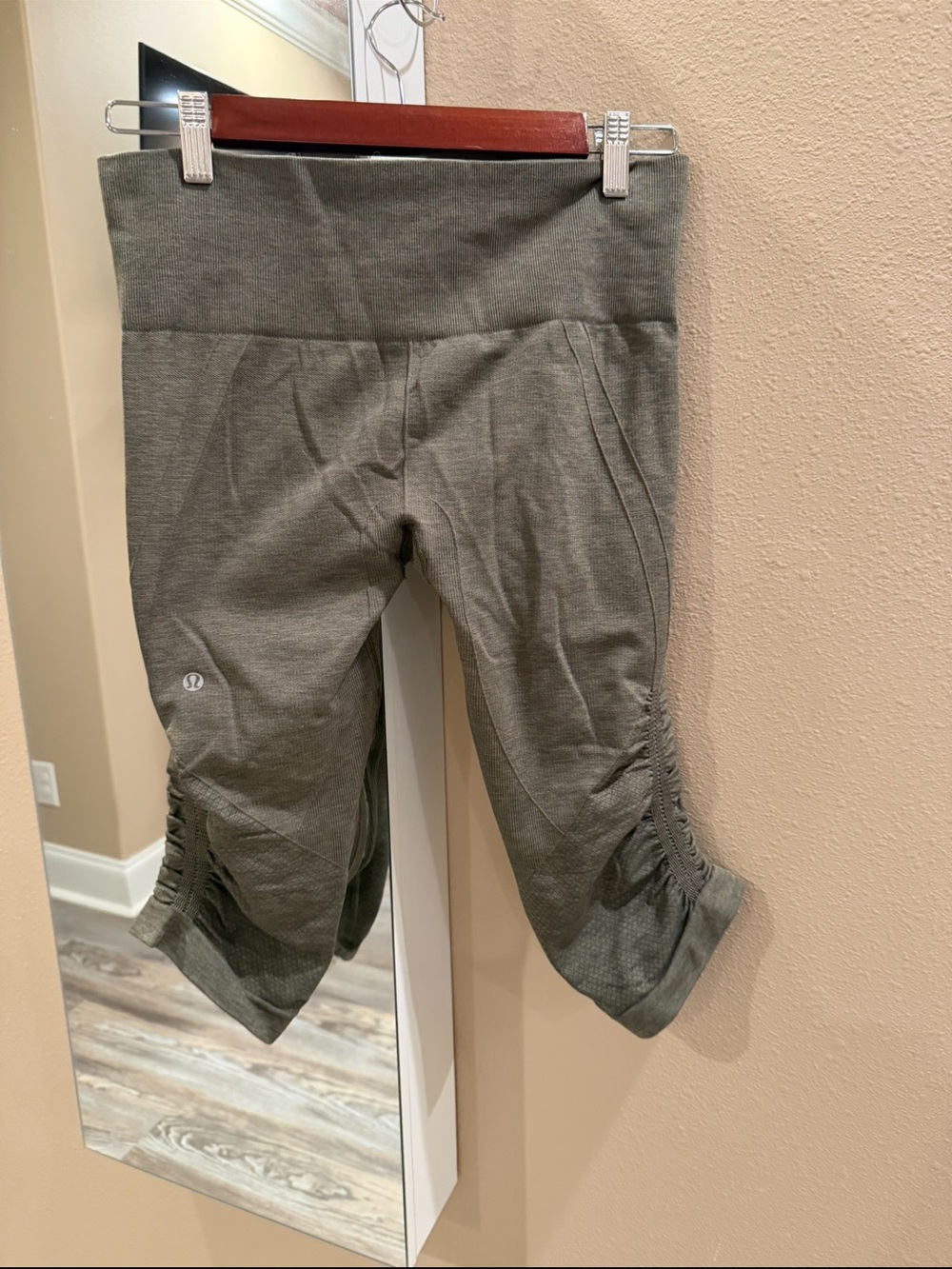 lululemon athletica Olive Green Ruched Cropped Leggings